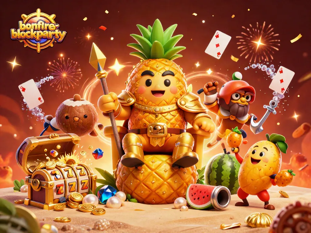 Experience the excitement of bonfireblockparty with vibrant casino characters and thrilling game elements.