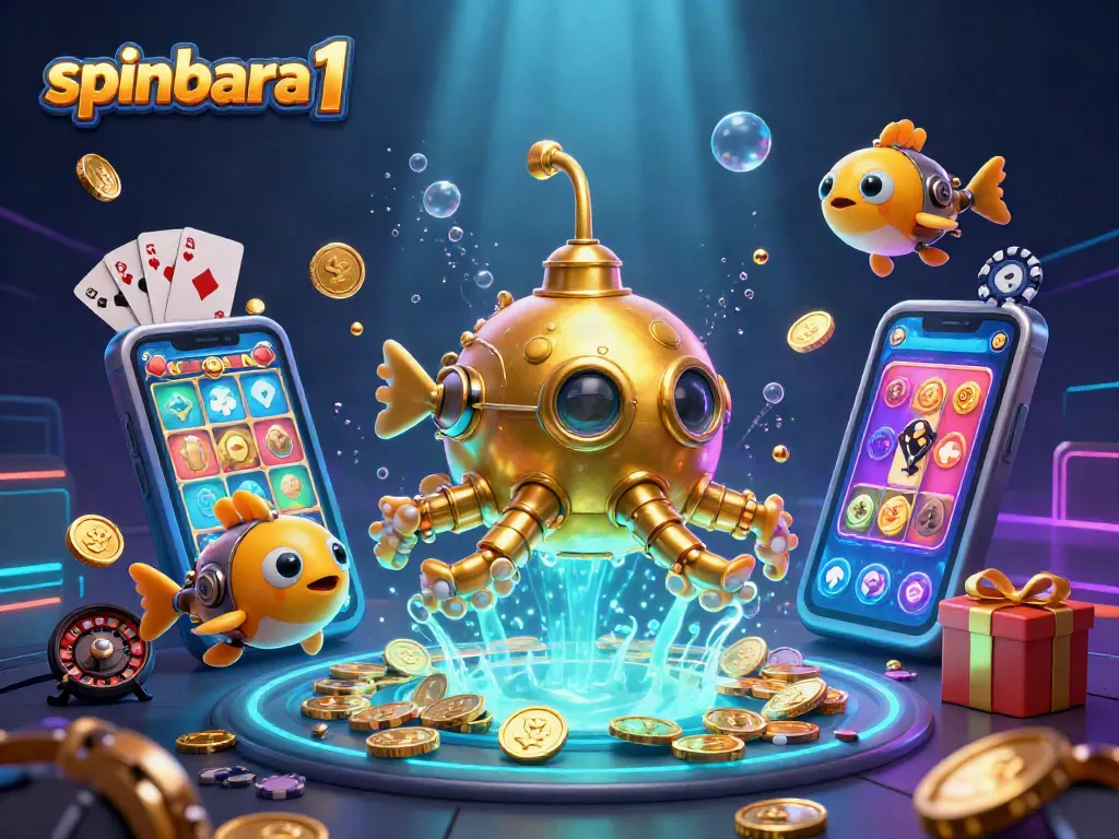 Experience the excitement of spinbara 1 with a vibrant casino scene featuring golden kraken and slot games.